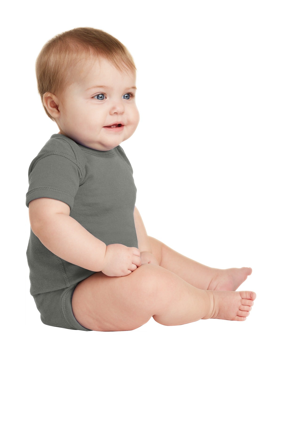 Charcoal Rabbit Skins Infant Short Sleeve Baby Rib Bodysuit. RS4400