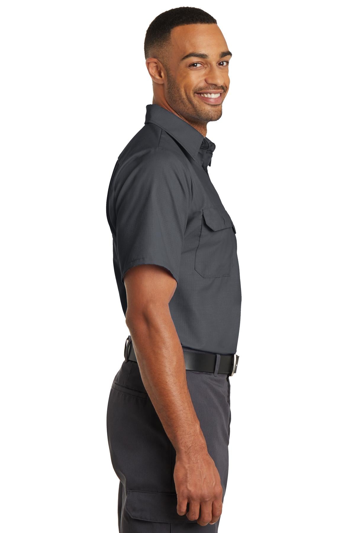 Charcoal Red Kap Short Sleeve Solid Ripstop Shirt. SY60