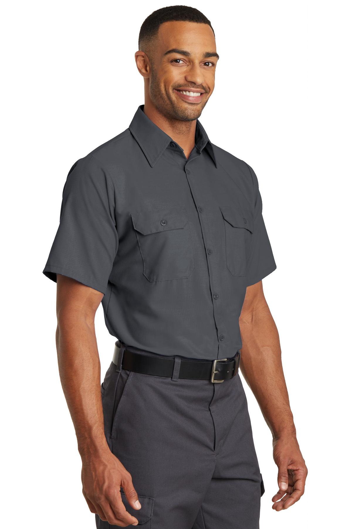 Charcoal Red Kap Short Sleeve Solid Ripstop Shirt. SY60