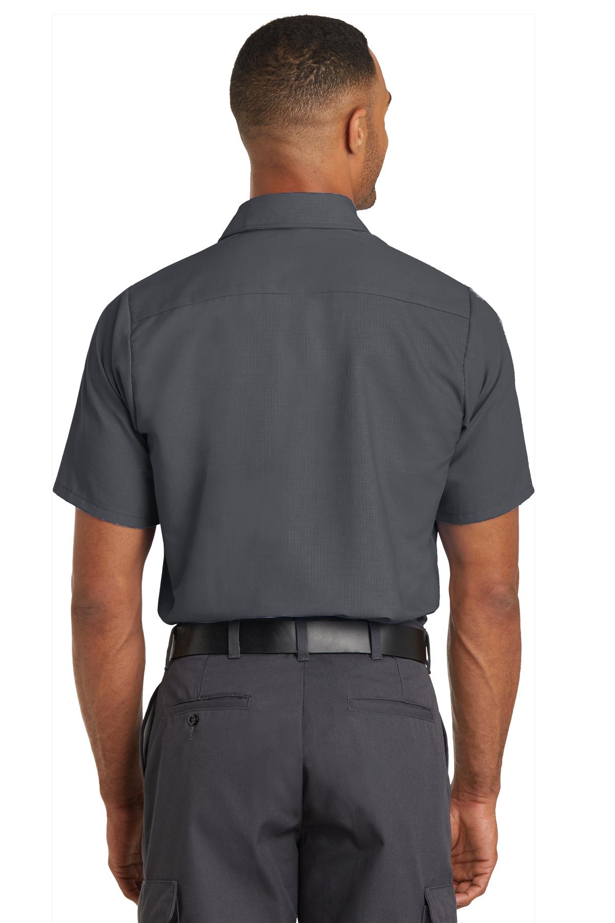 Charcoal Red Kap Short Sleeve Solid Ripstop Shirt. SY60