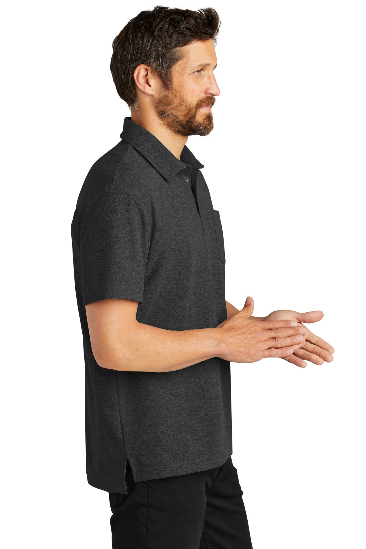 CharcoalHt Port Authority C-FREE Cotton Blend Pique Pocket Polo K868