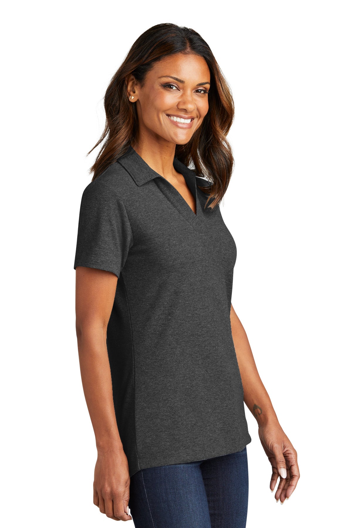 CharcoalHt Port Authority Women's C-FREE Cotton Blend Pique Polo LK867