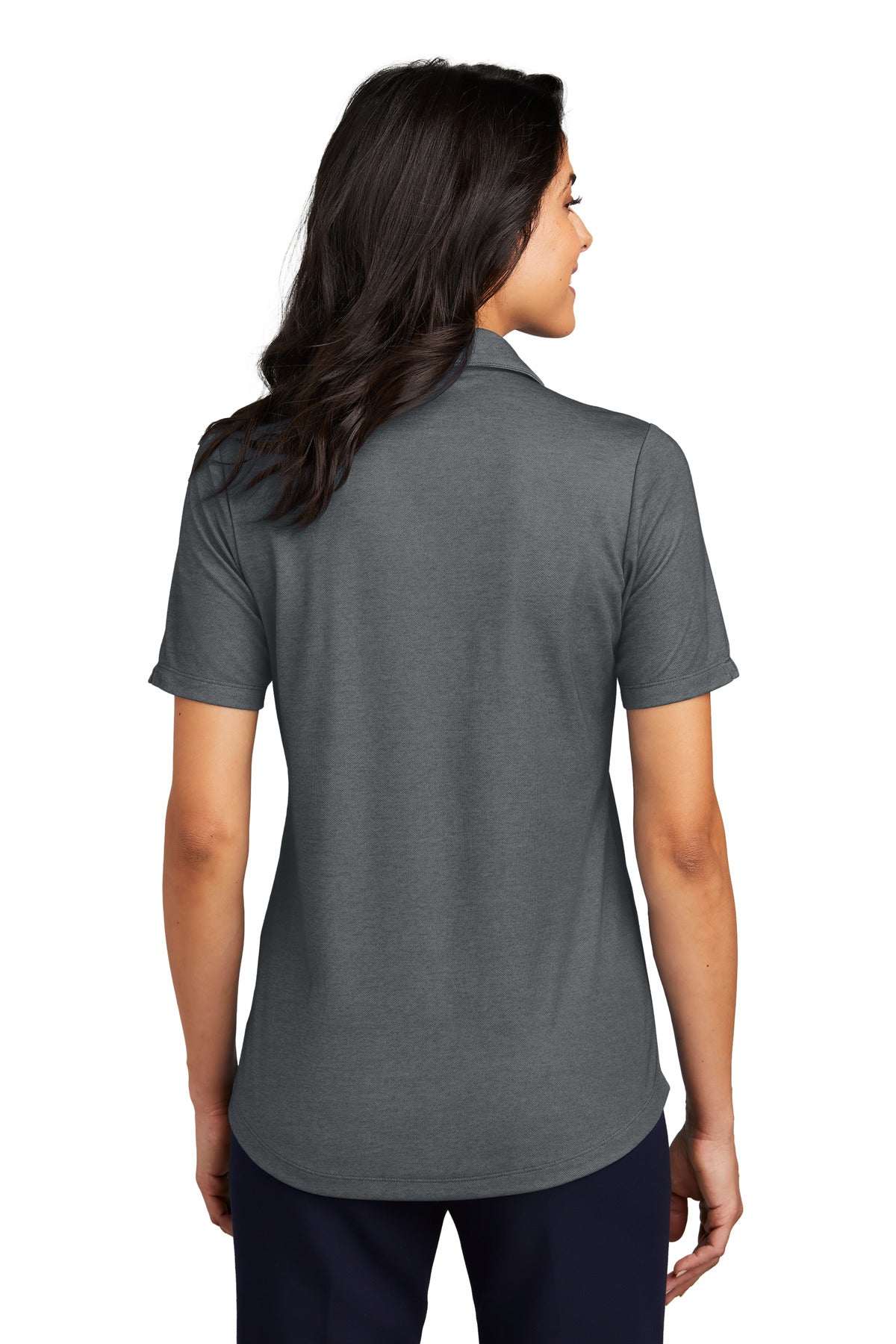 CharcoalHt Port Authority Women's Fine Pique Blend Polo LK830