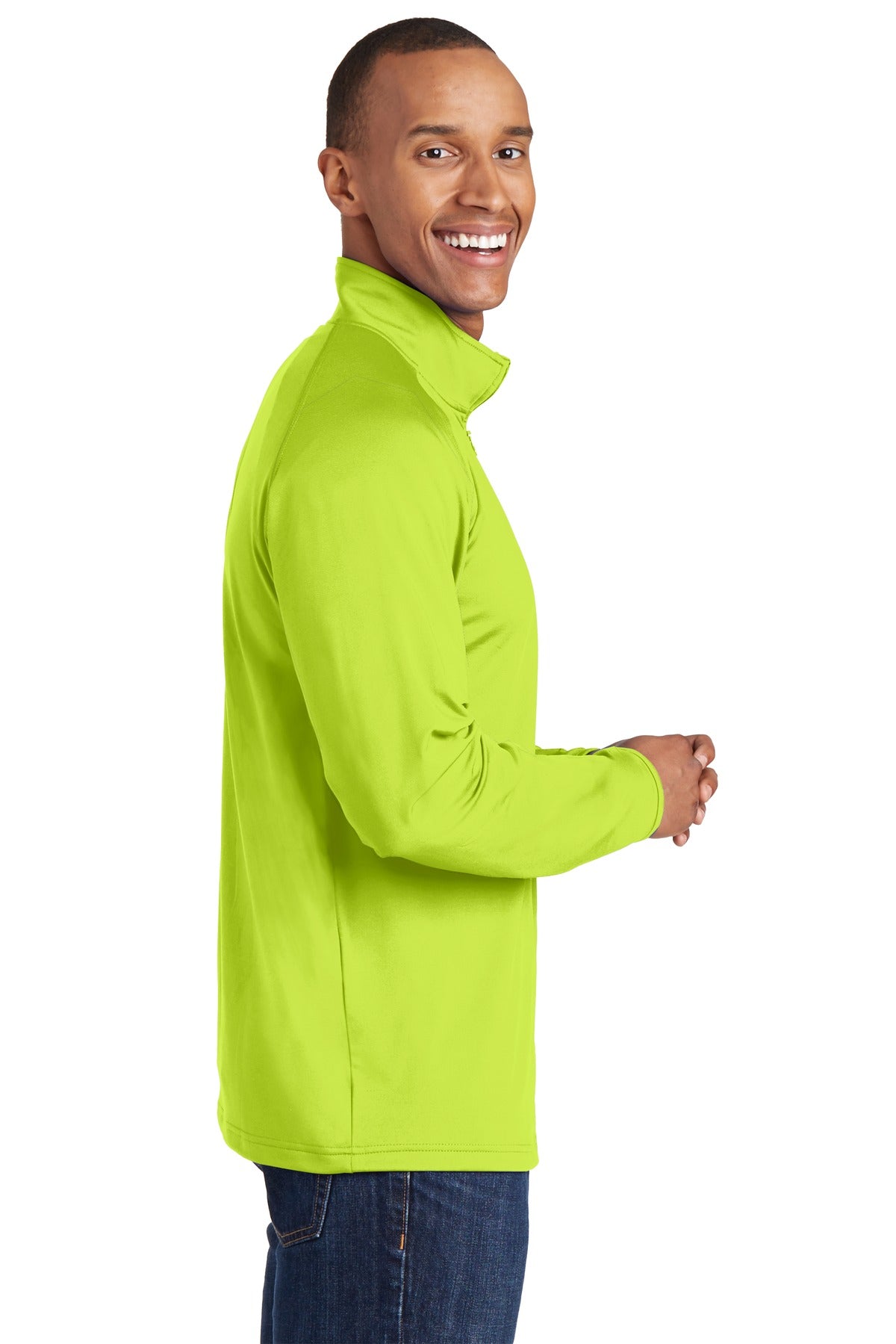 Charge Green Sport-Tek Sport-Wick Stretch 1/4-Zip Pullover. ST850