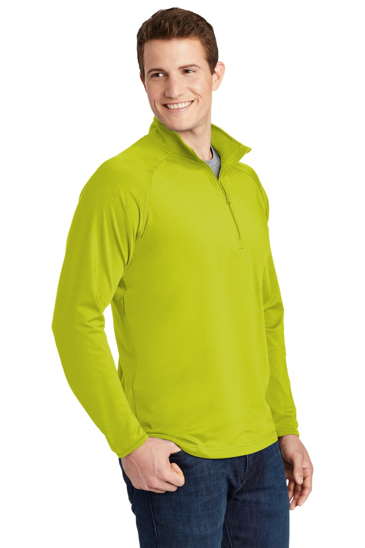 Charge Green Sport-Tek Sport-Wick Stretch 1/4-Zip Pullover. ST850