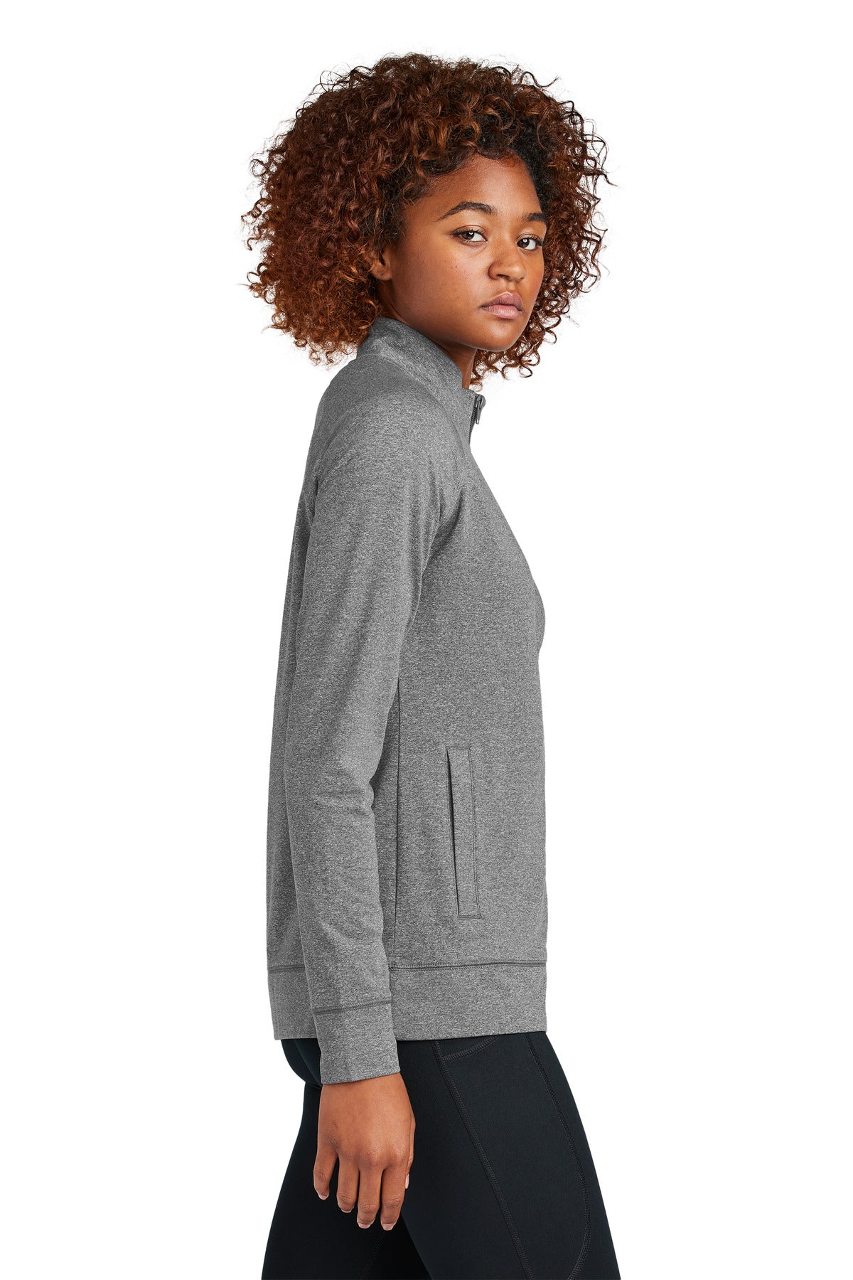 CharGreyHt Sport-Tek Women's Sport-Wick Stretch Full-Zip Cadet Jacket LST857