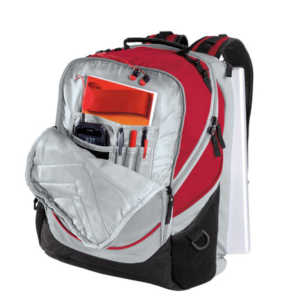 Chili Red/Blk Port Authority Xcape Computer Backpack. BG100