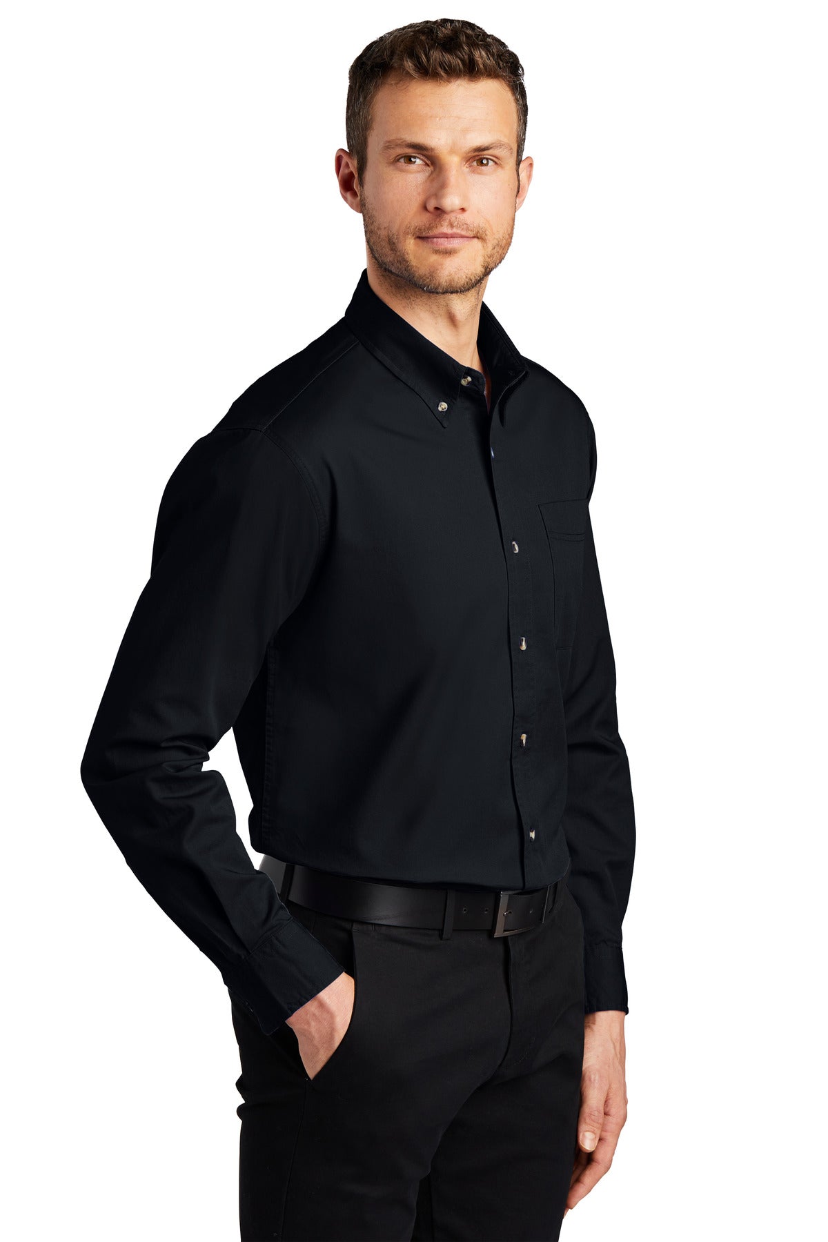 Classic Navy Port Authority Tall Long Sleeve Twill Shirt. TLS600T