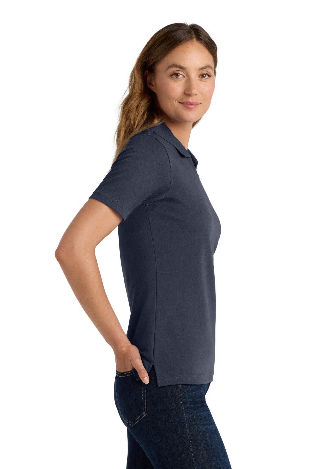 Classic Navy Port Authority Women's Rapid Dry Polo. L455
