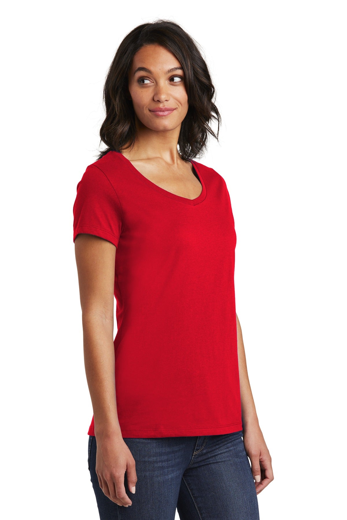 Classic Red District Women's Very Important Tee V-Neck. DT6503