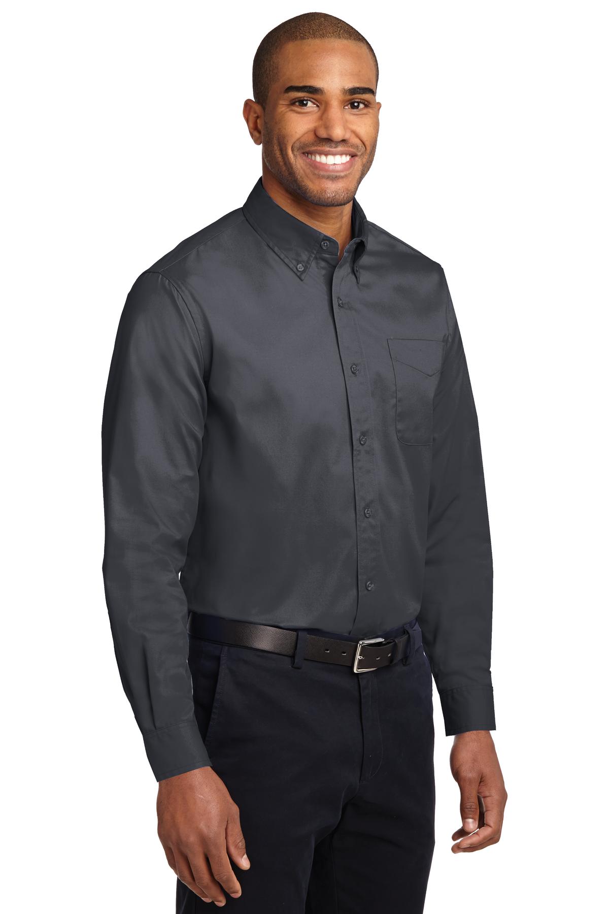 Clsc Nvy/LtStn Port Authority Extended Size Long Sleeve Easy Care Shirt S608ES