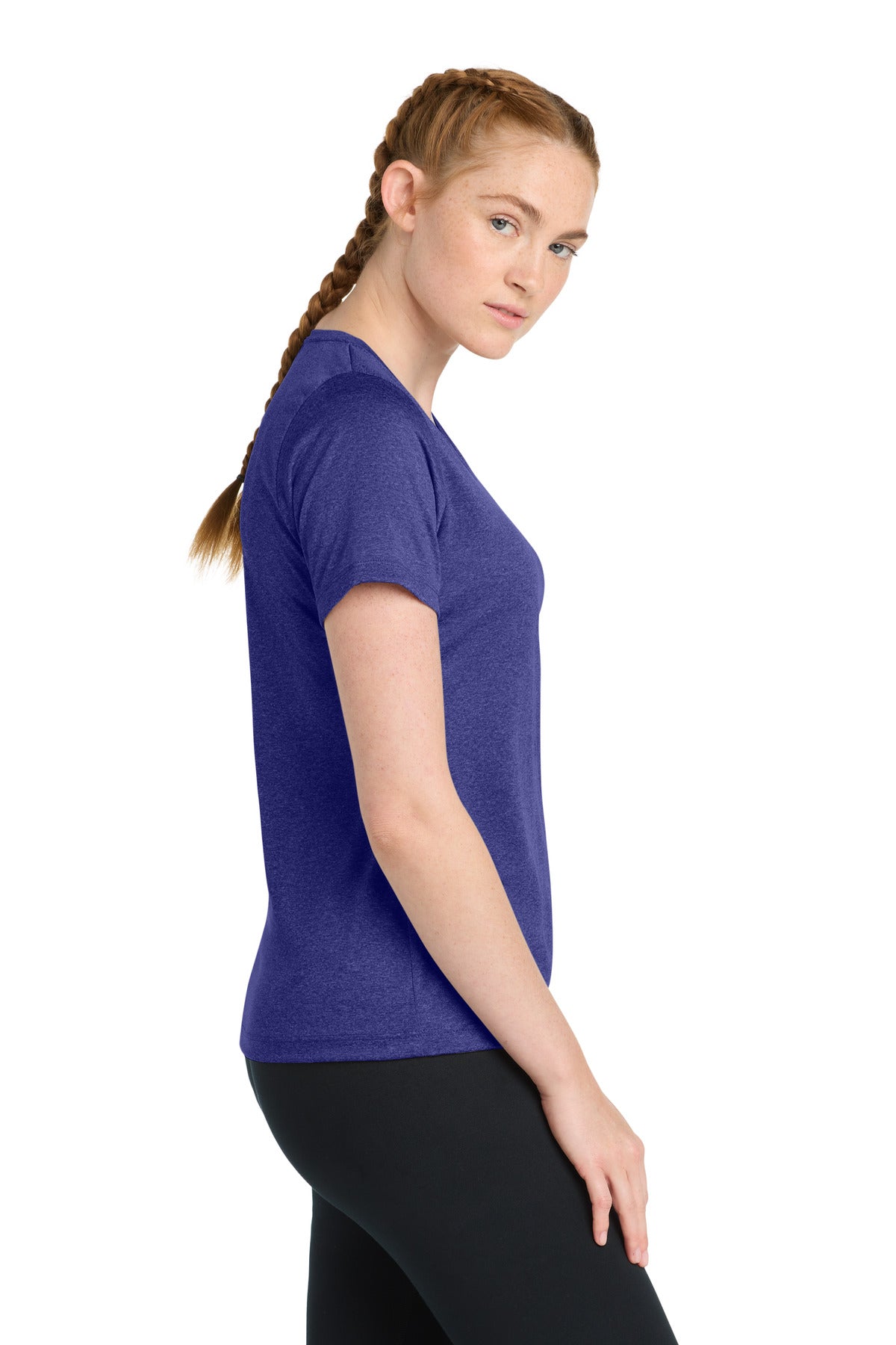 Cobalt Hthr Sport-Tek Women's Heather Contender Scoop Neck Tee. LST360