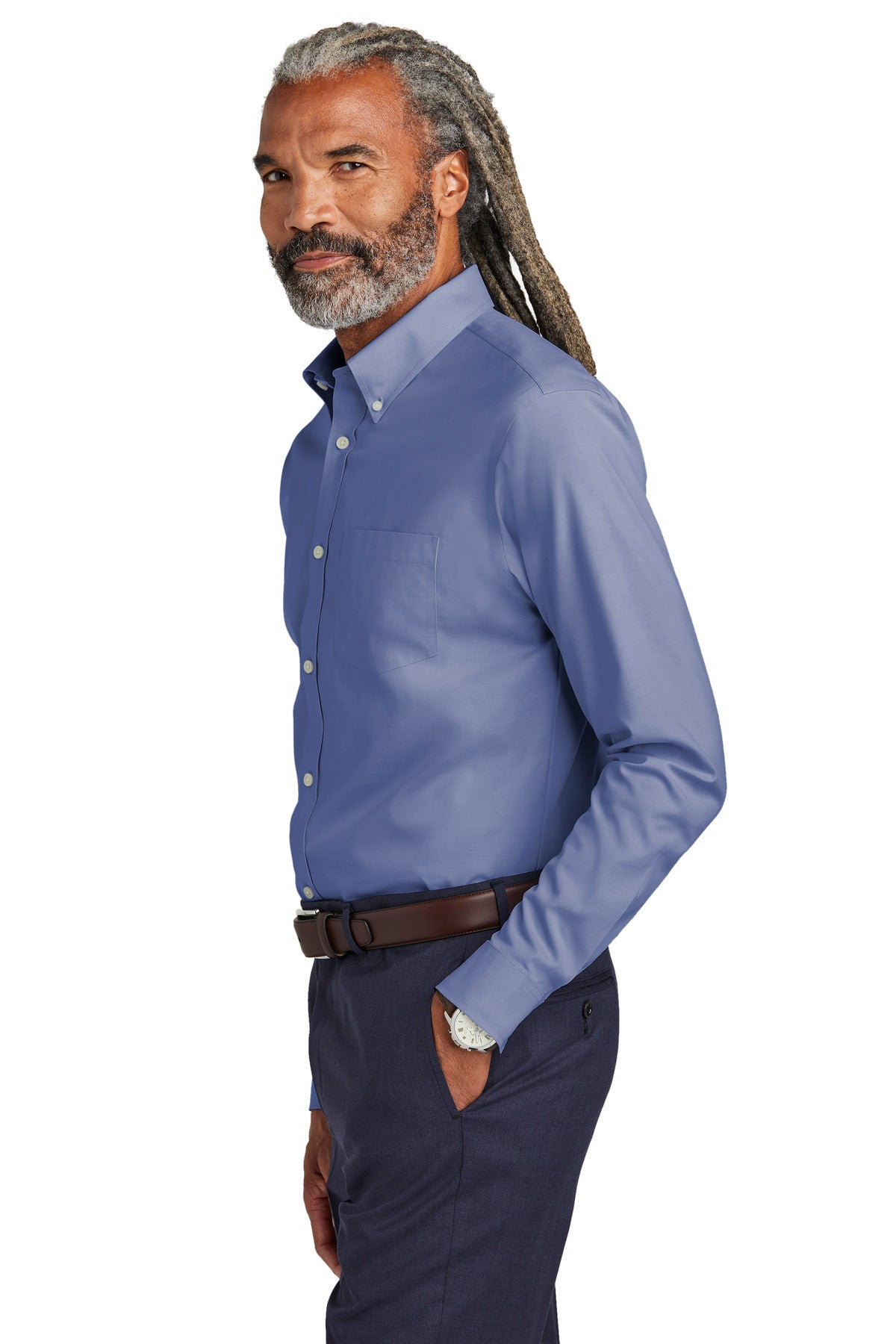 CobaltBl Brooks Brothers Wrinkle-Free Stretch Pinpoint Shirt BB18000