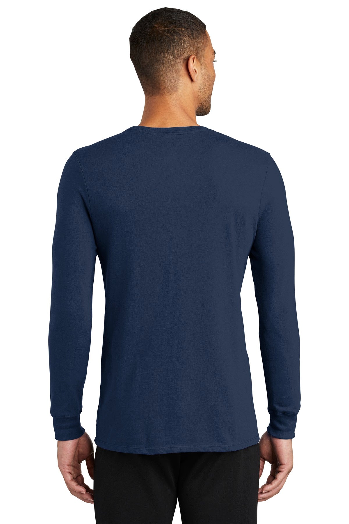 College Navy Nike Dri-FIT Cotton/Poly Long Sleeve Tee. NKBQ5230