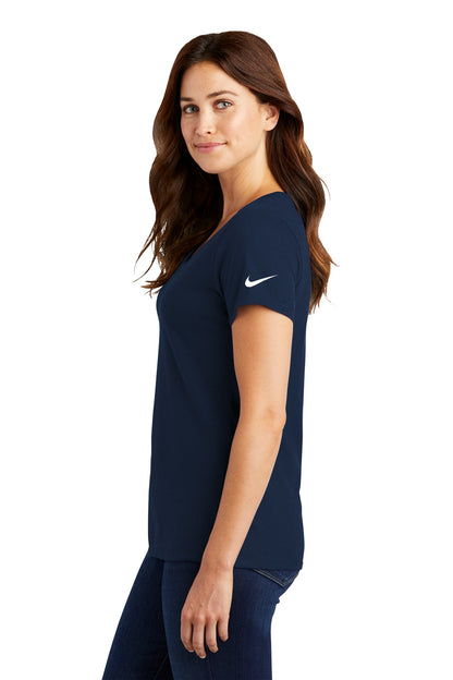 College Navy Nike Women's Dri-FIT Cotton/Poly Scoop Neck Tee. NKBQ5234
