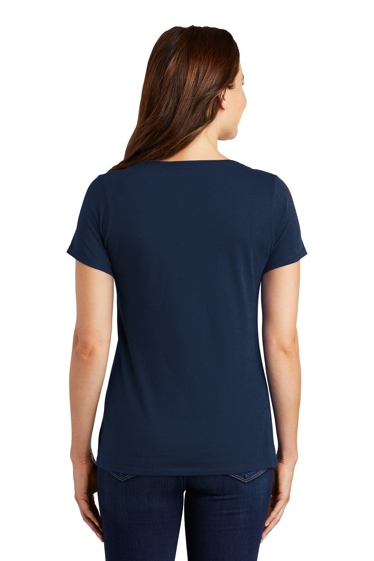 College Navy Nike Women's Dri-FIT Cotton/Poly Scoop Neck Tee. NKBQ5234