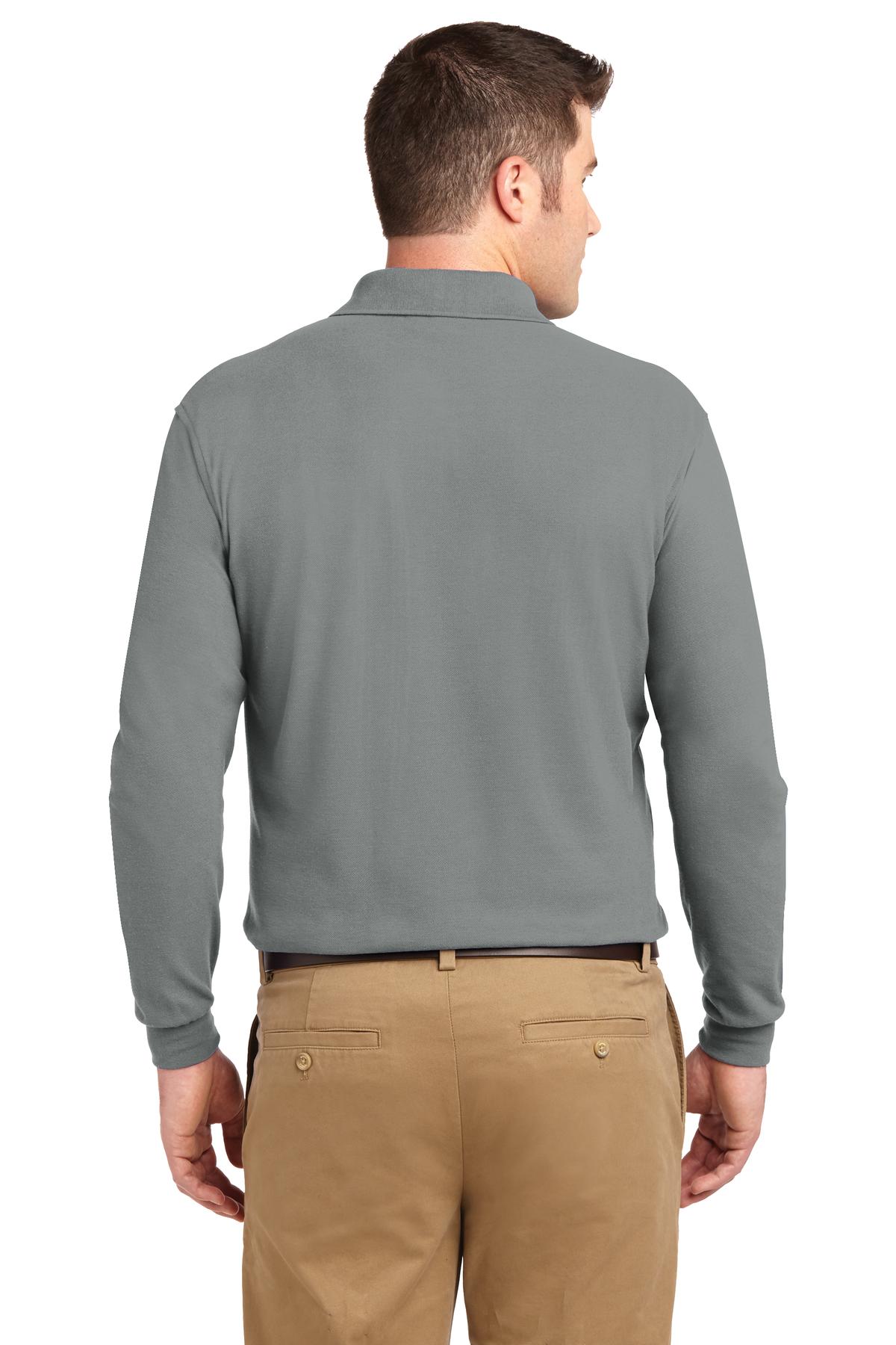 Cool Gray Port Authority Silk Touch Long Sleeve Polo. K500LS