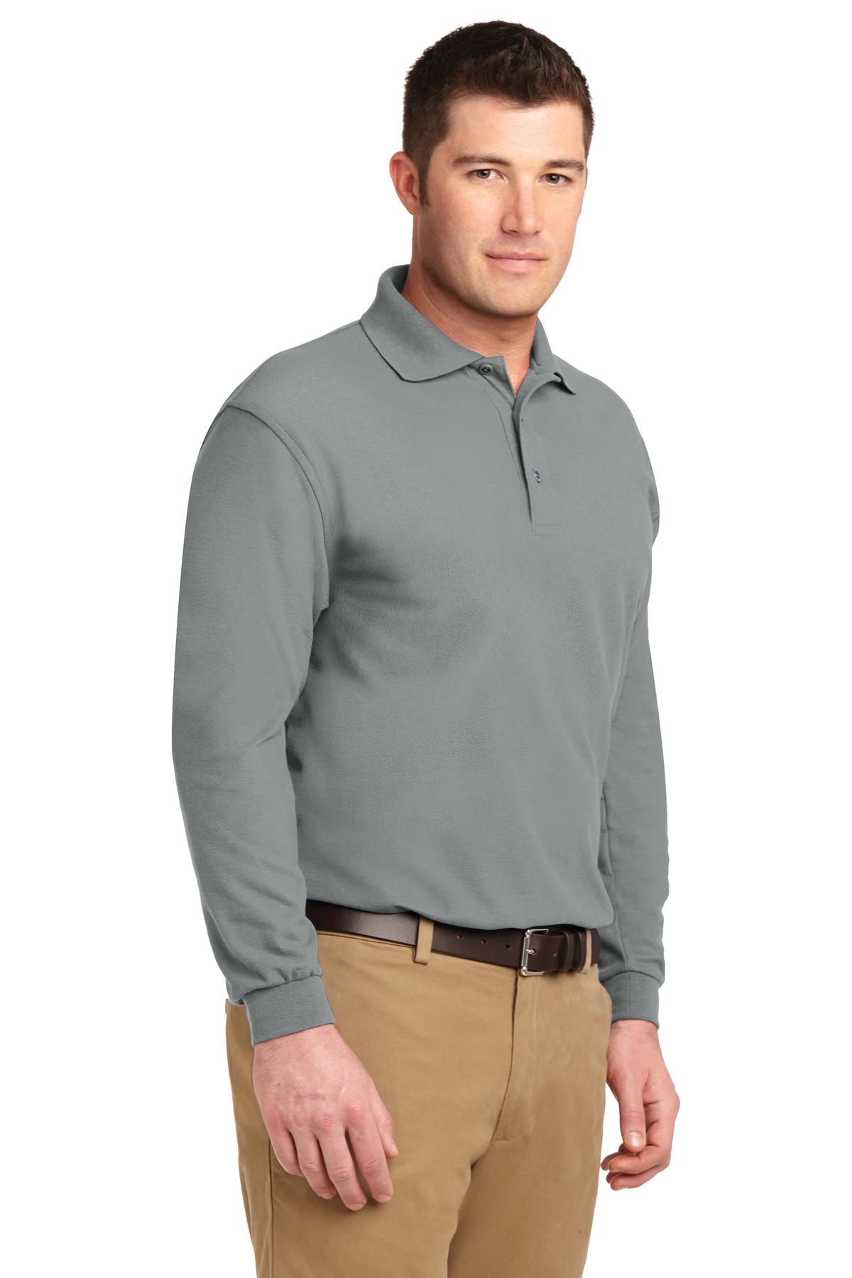 Cool Grey Port Authority Tall Silk Touch Long Sleeve Polo. TLK500LS
