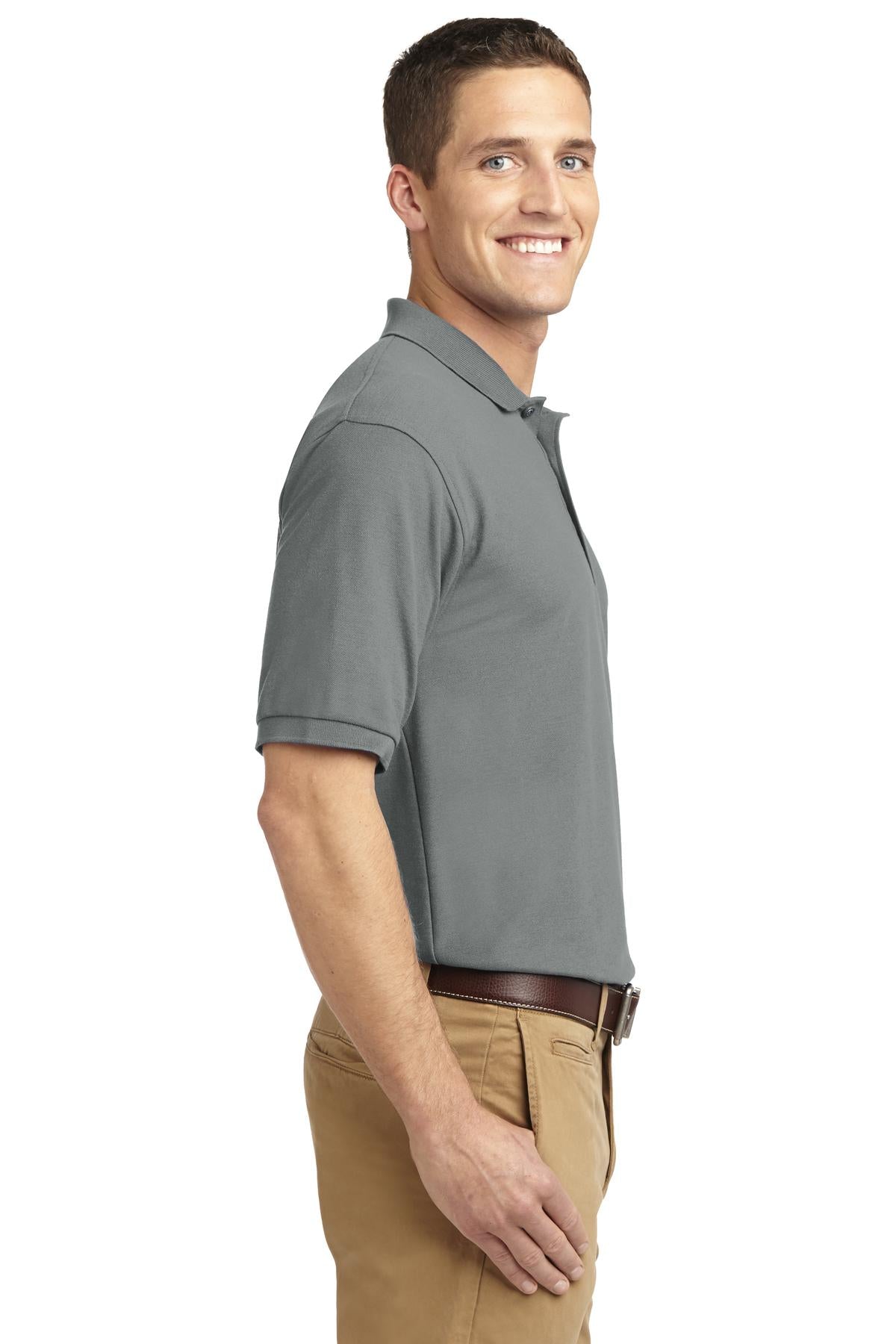 Cool Grey Port Authority Tall Silk Touch Polo. TLK500