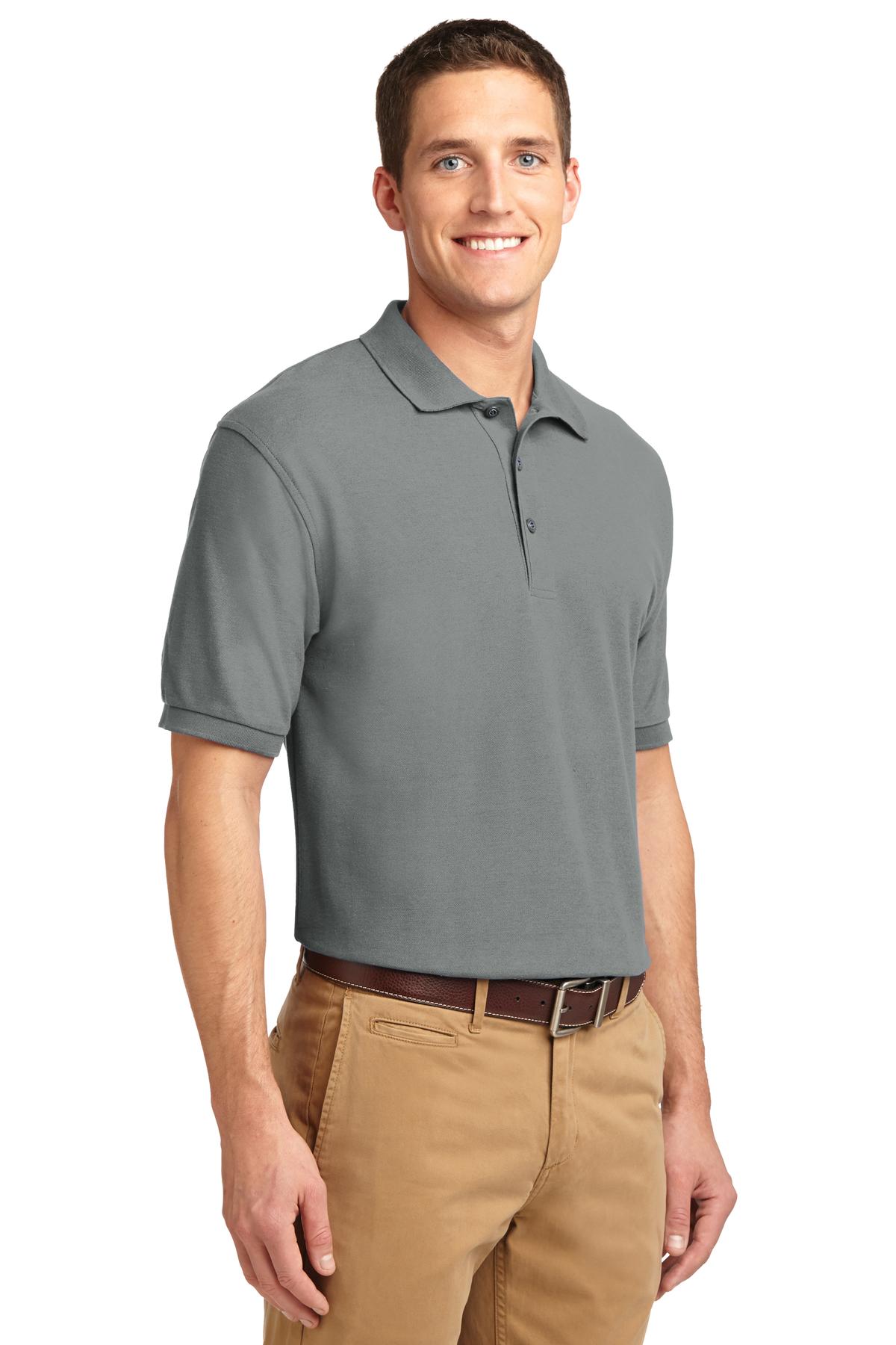 Cool Grey Port Authority Tall Silk Touch Polo. TLK500