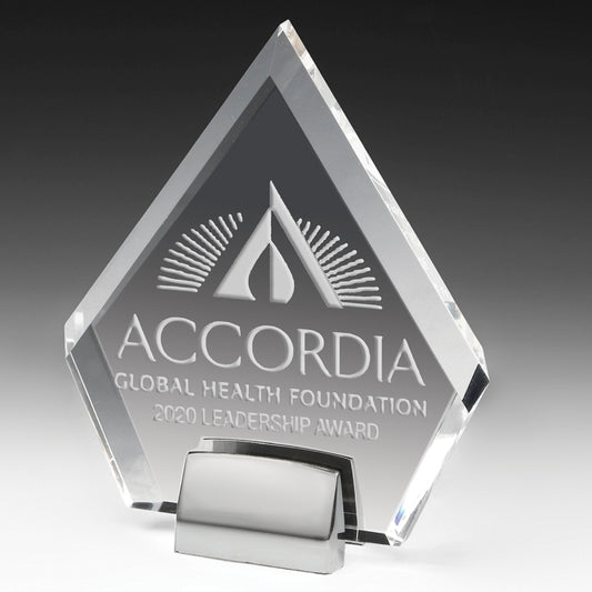 Diamond Award w/Chrome Base (6" x 7" x 3/4") - Screen Imprint