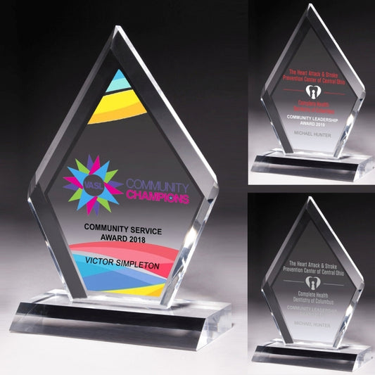 Multi-Faceted Acrylic Award - 5” x 8 3/4” - 4 Color Process