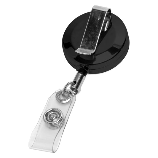 30" Cord Gunmetal Colored Solid Metal Retractable Badge Reel and Badge Holder with Full Color Vinyl