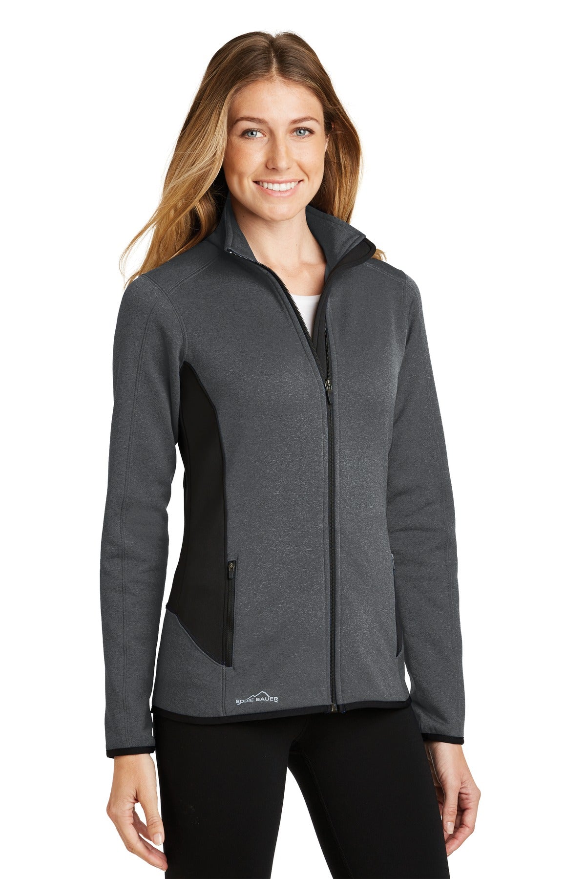 Dark Char Hthr Eddie Bauer Women's Full-Zip Heather Stretch Fleece Jacket. EB239