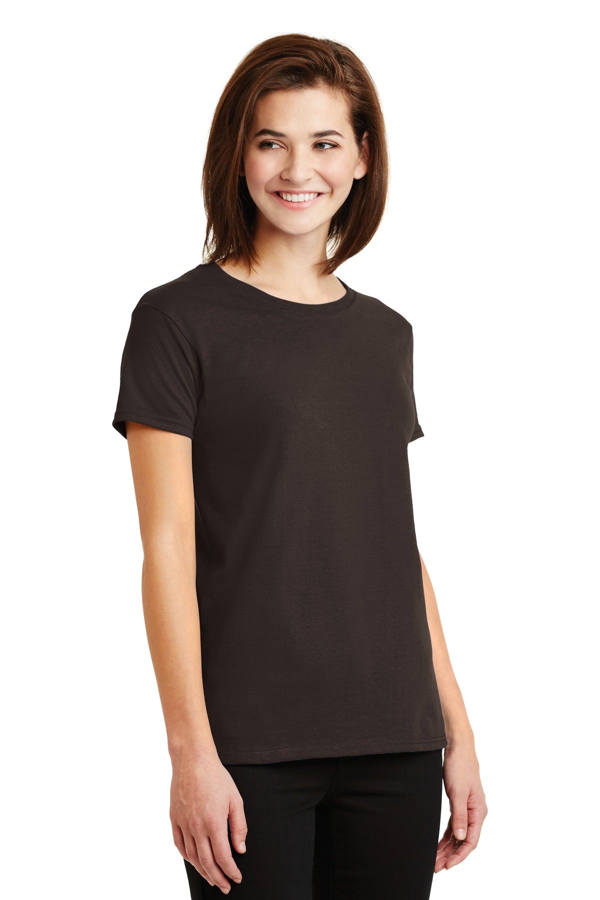 Dark Chocolate Gildan Women's Ultra Cotton 100% US Cotton T-Shirt. 2000L