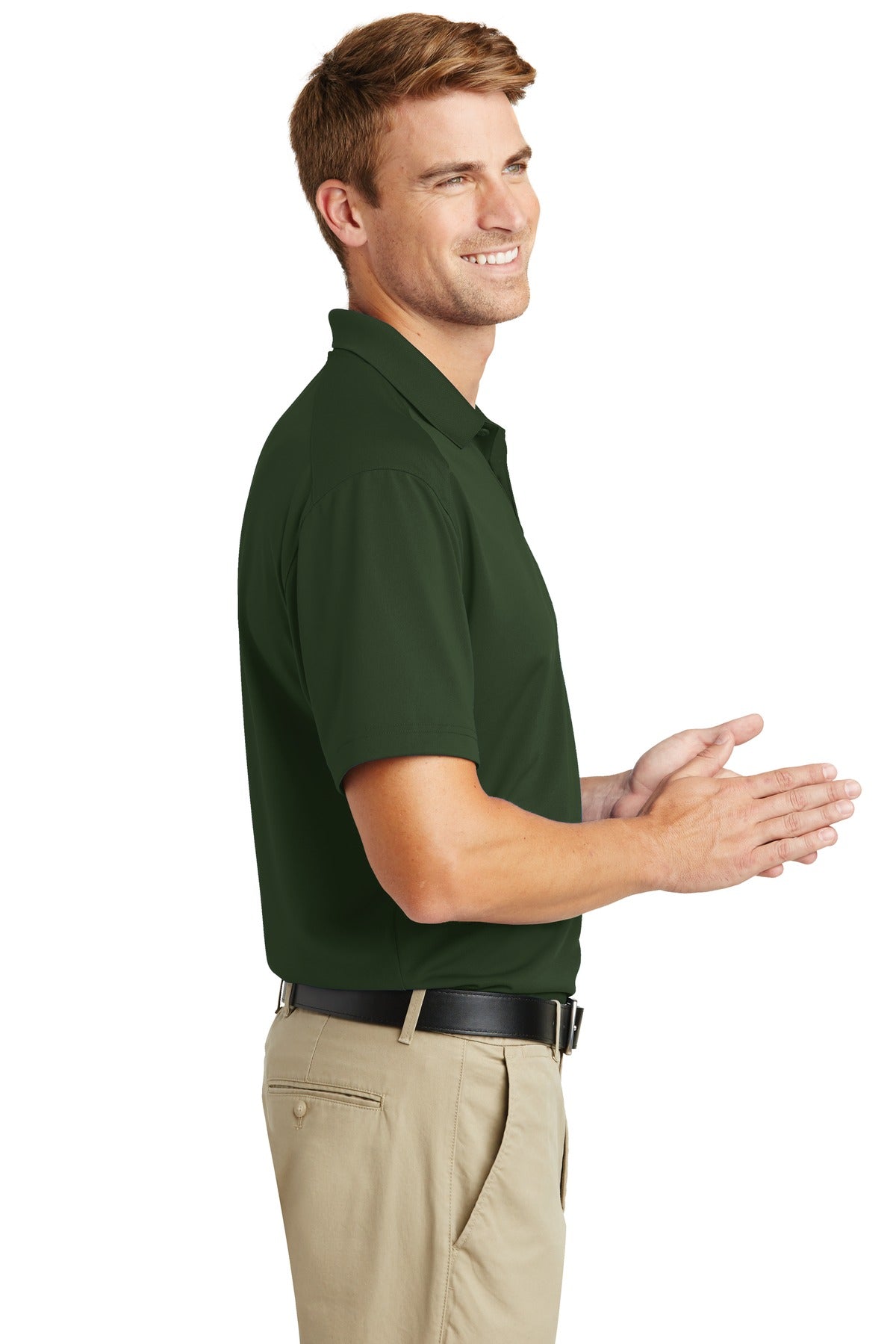 Dark Green CornerStone Select Lightweight Snag-Proof Polo. CS418