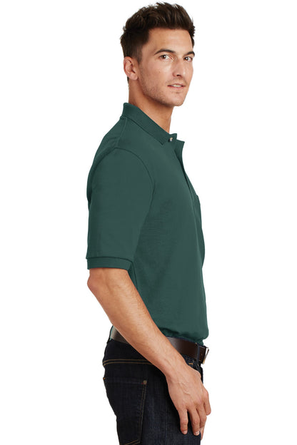 Dark Green Port Authority Heavyweight Cotton Pique Polo with Pocket. K420P
