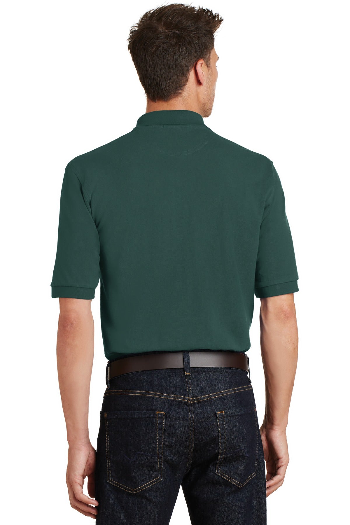 Dark Green Port Authority Heavyweight Cotton Pique Polo with Pocket. K420P