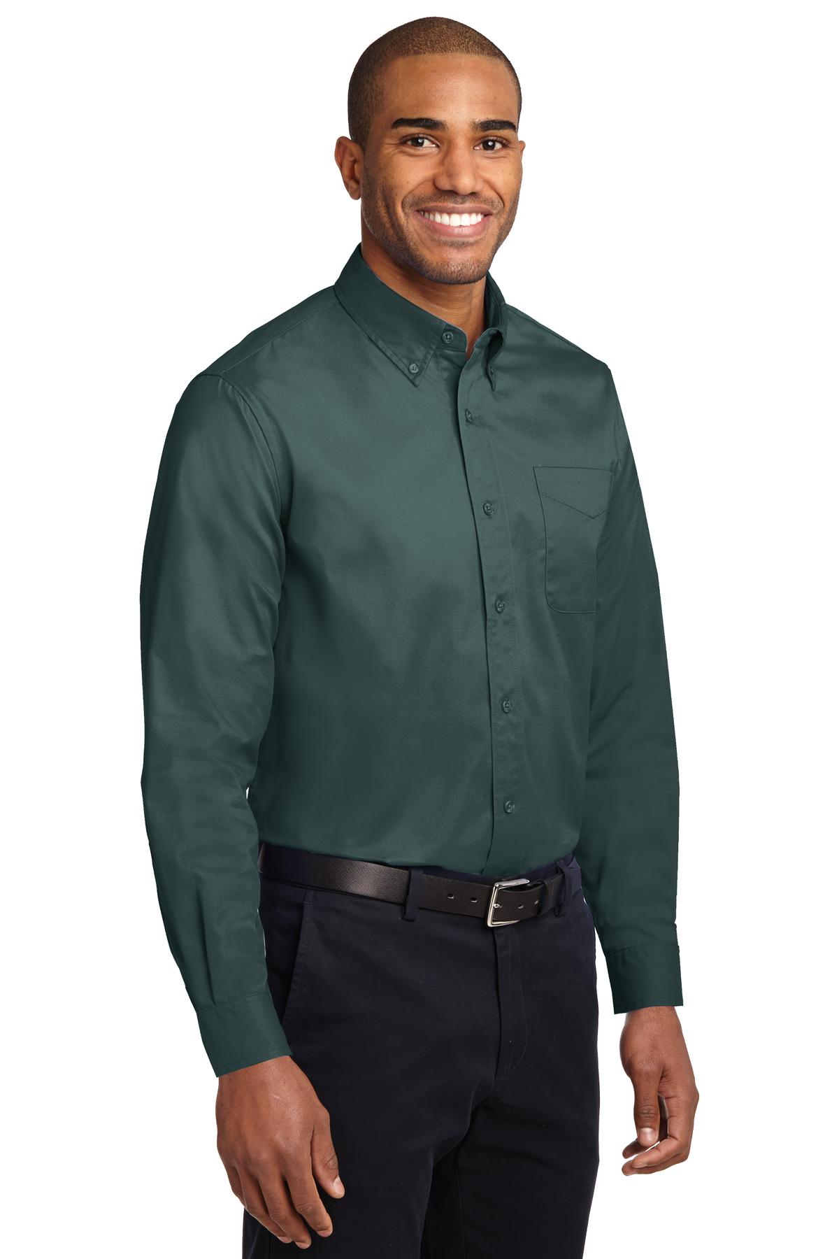 Dark Green Port Authority Tall Long Sleeve Easy Care Shirt. TLS608