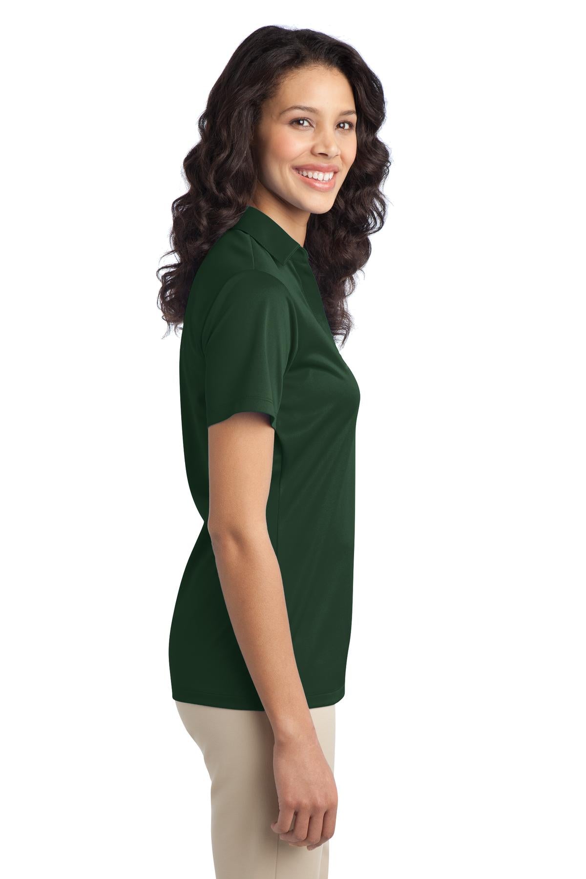 Dark Green Port Authority Women's Silk Touch Performance Polo. L540