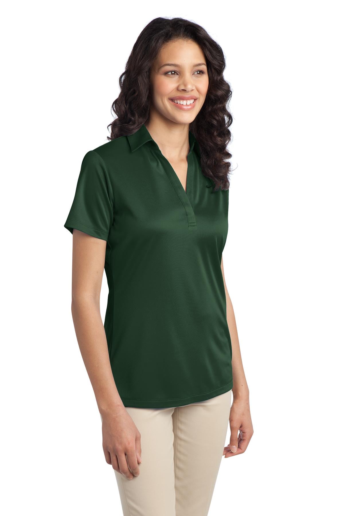 Dark Green Port Authority Women's Silk Touch Performance Polo. L540