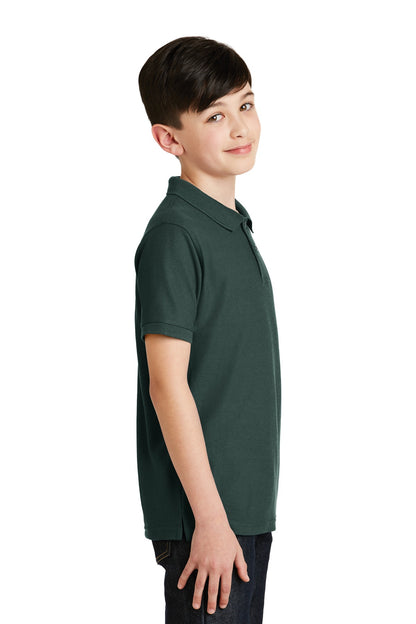 Dark Green Port Authority Youth Silk Touch Polo. Y500