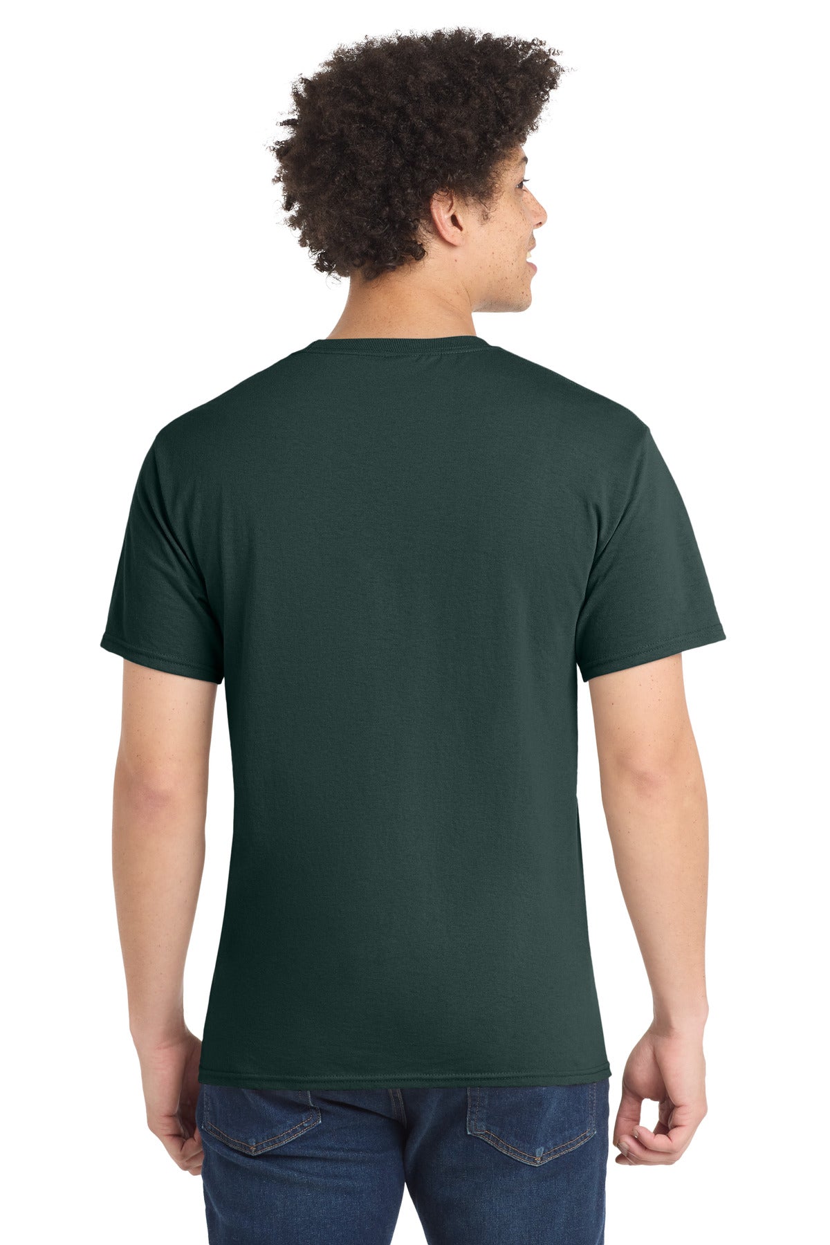 Dark Green Port & Company Tall Core Blend Tee. PC55T
