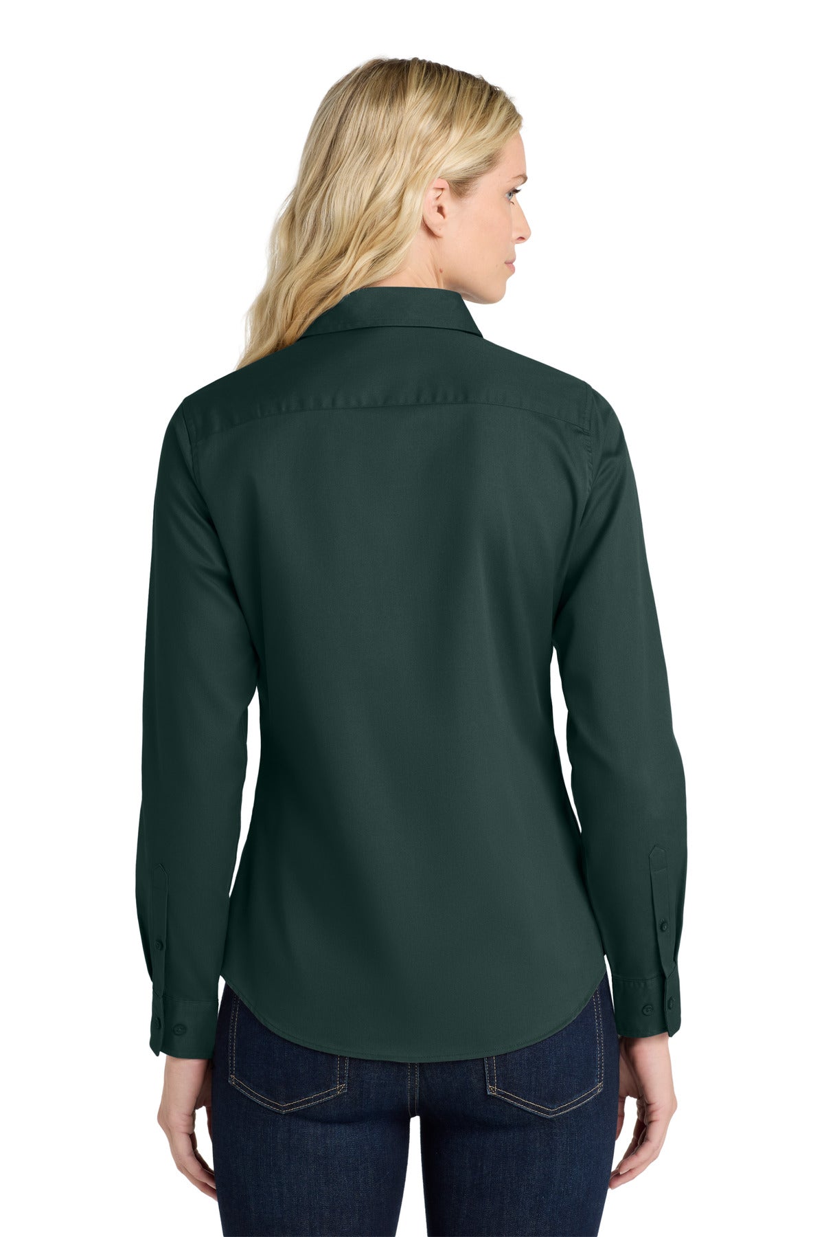 Dark Green/Nvy Port Authority Women's Long Sleeve Easy Care Shirt. L608