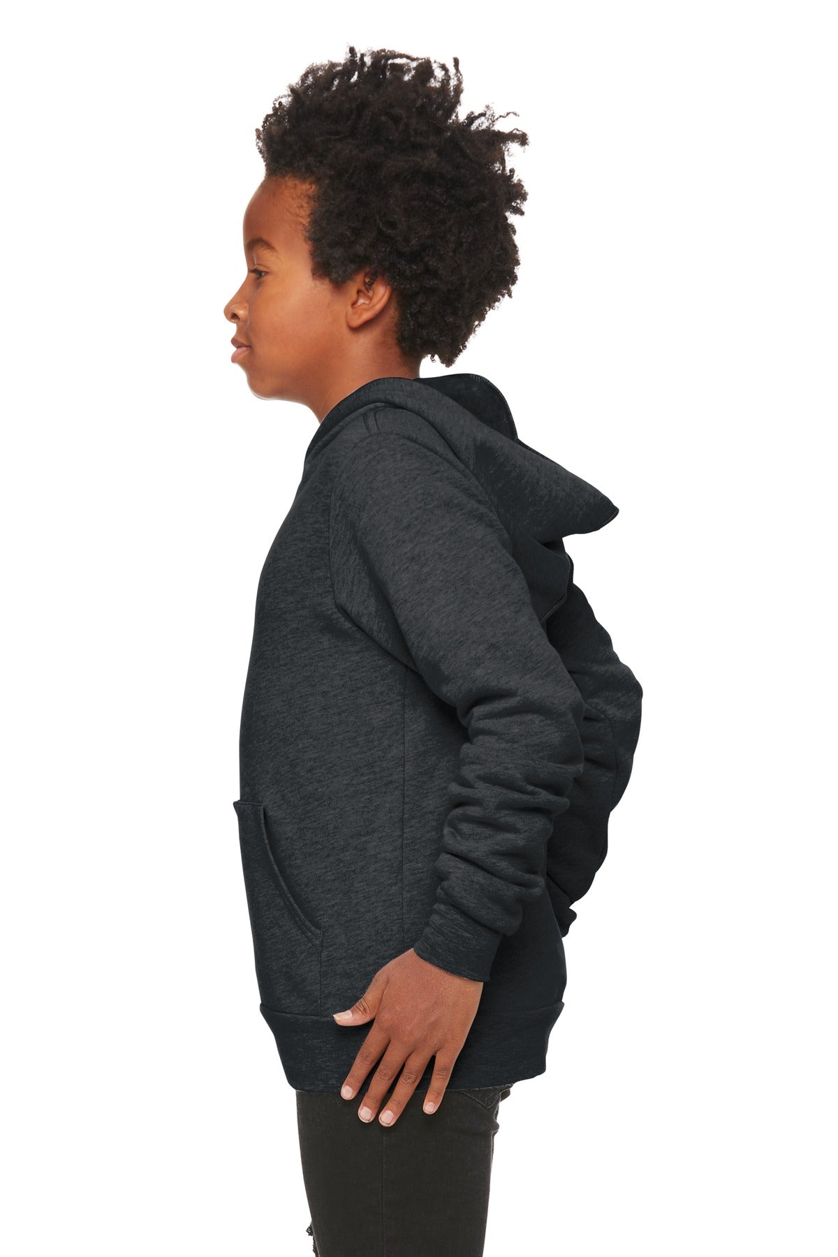 Dark Grey Ht BELLA+CANVAS Youth Sponge Fleece Pullover Hoodie BC3719Y