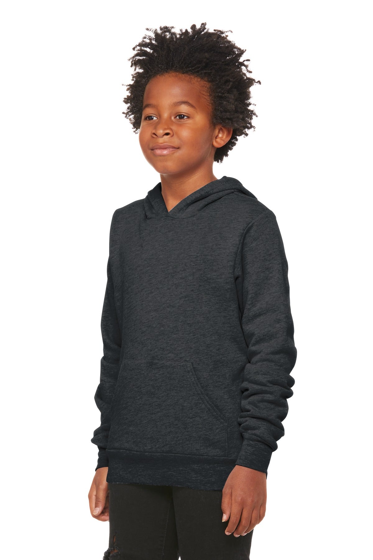 Dark Grey Ht BELLA+CANVAS Youth Sponge Fleece Pullover Hoodie BC3719Y