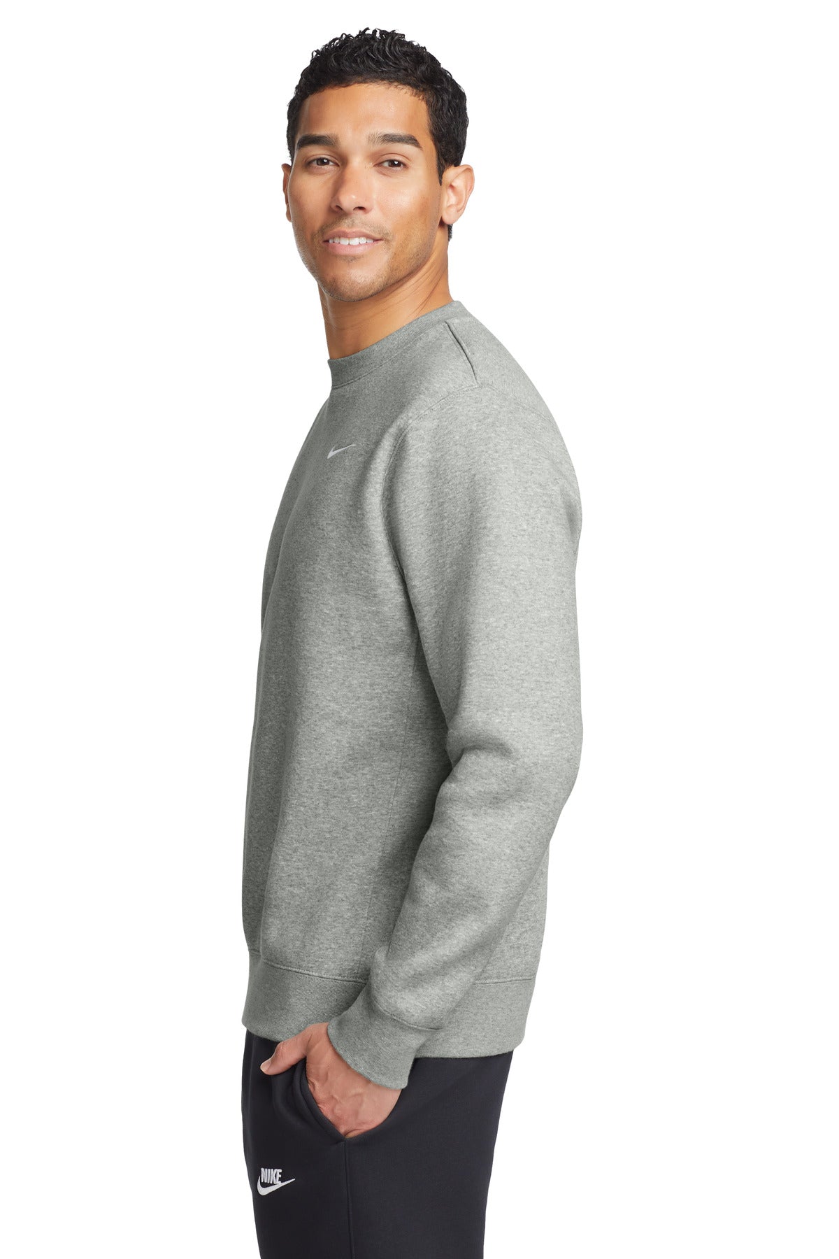 Dark Grey Hthr Nike Club Fleece Crew CJ1614