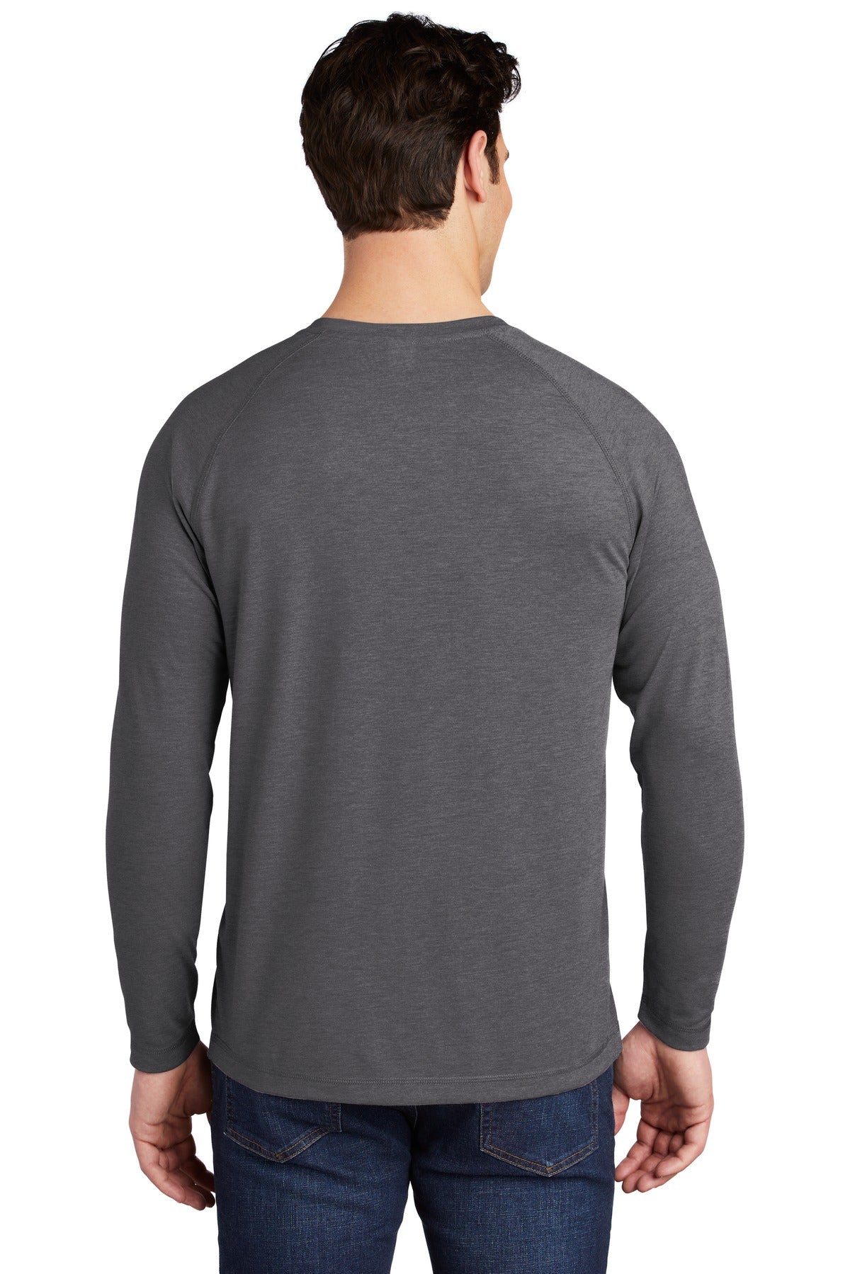 Dark Grey Hthr Sport-Tek PosiCharge Long Sleeve Tri-Blend Wicking Raglan Tee ST400LS