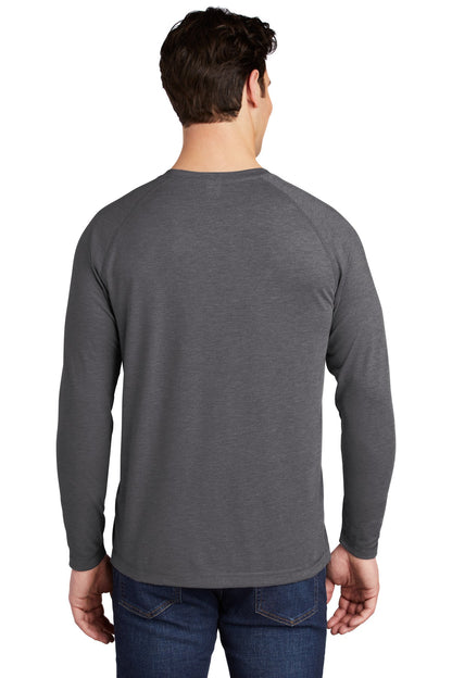Dark Grey Hthr Sport-Tek PosiCharge Long Sleeve Tri-Blend Wicking Raglan Tee ST400LS
