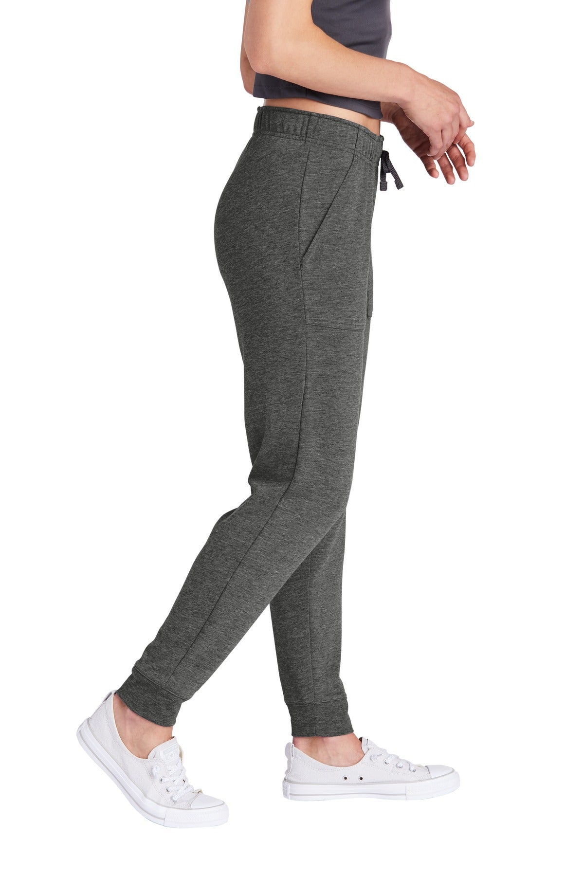 Dark Grey Hthr Sport-Tek Women's PosiCharge Tri-Blend Wicking Fleece Jogger LST299