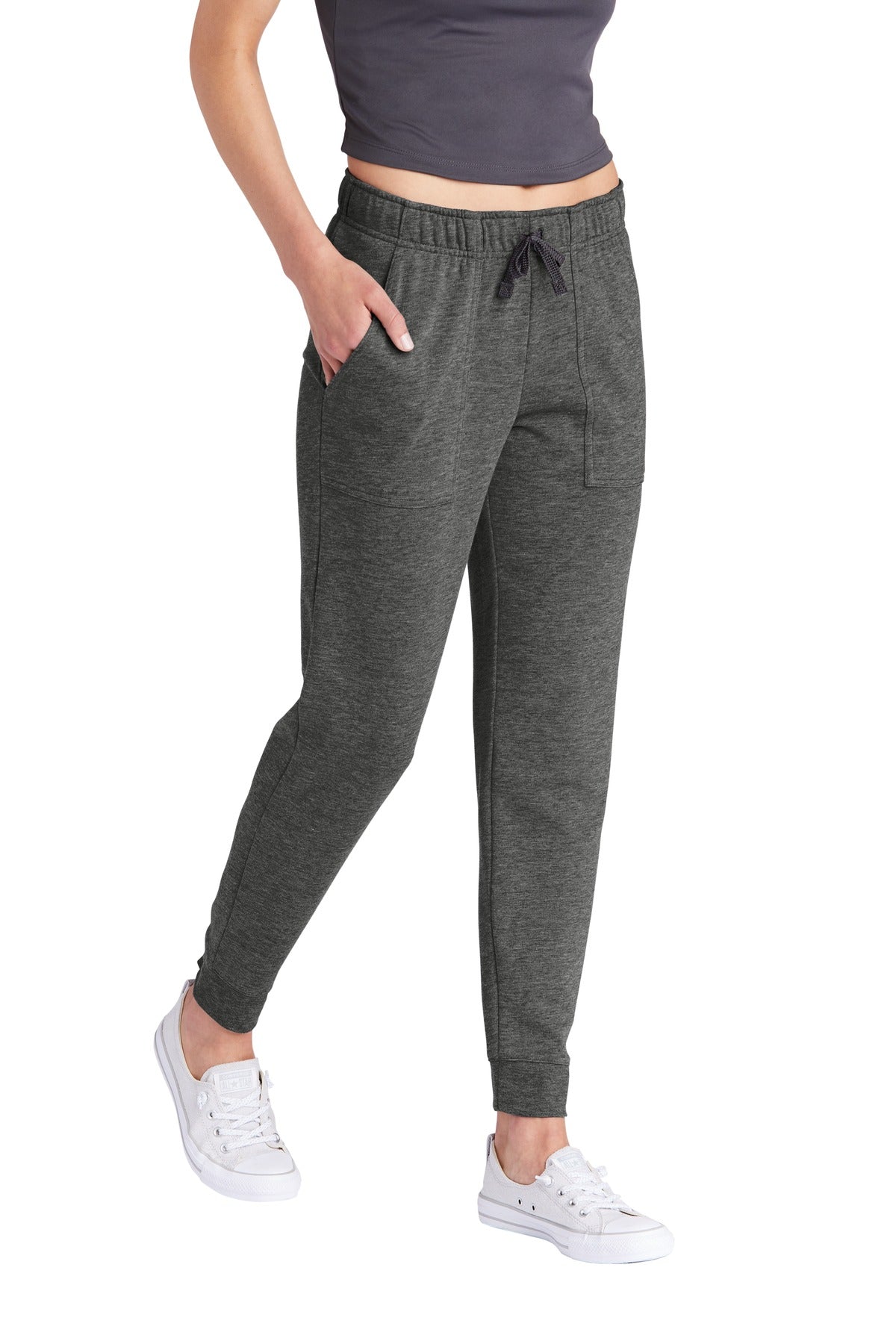 Dark Grey Hthr Sport-Tek Women's PosiCharge Tri-Blend Wicking Fleece Jogger LST299