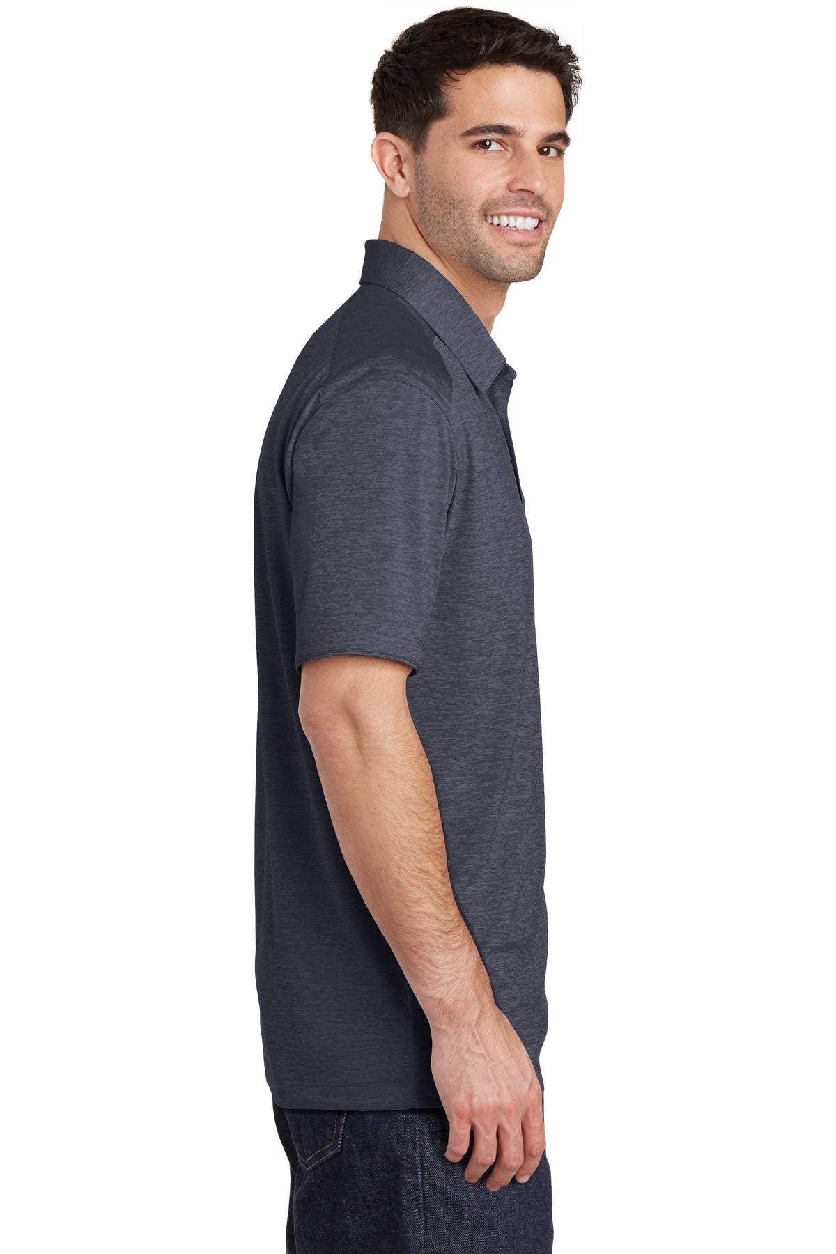 Dark Grey Port Authority Digi Heather Performance Polo. K574