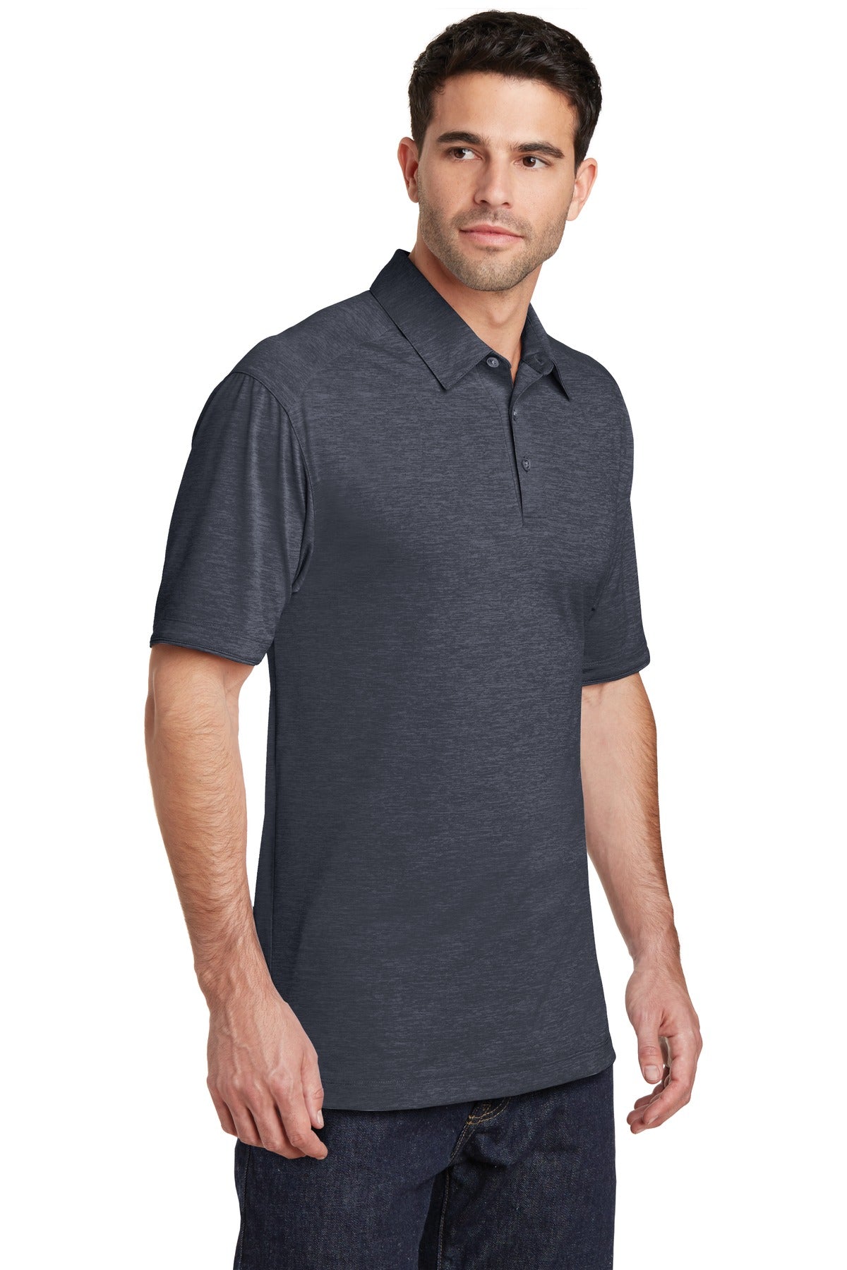 Dark Grey Port Authority Digi Heather Performance Polo. K574