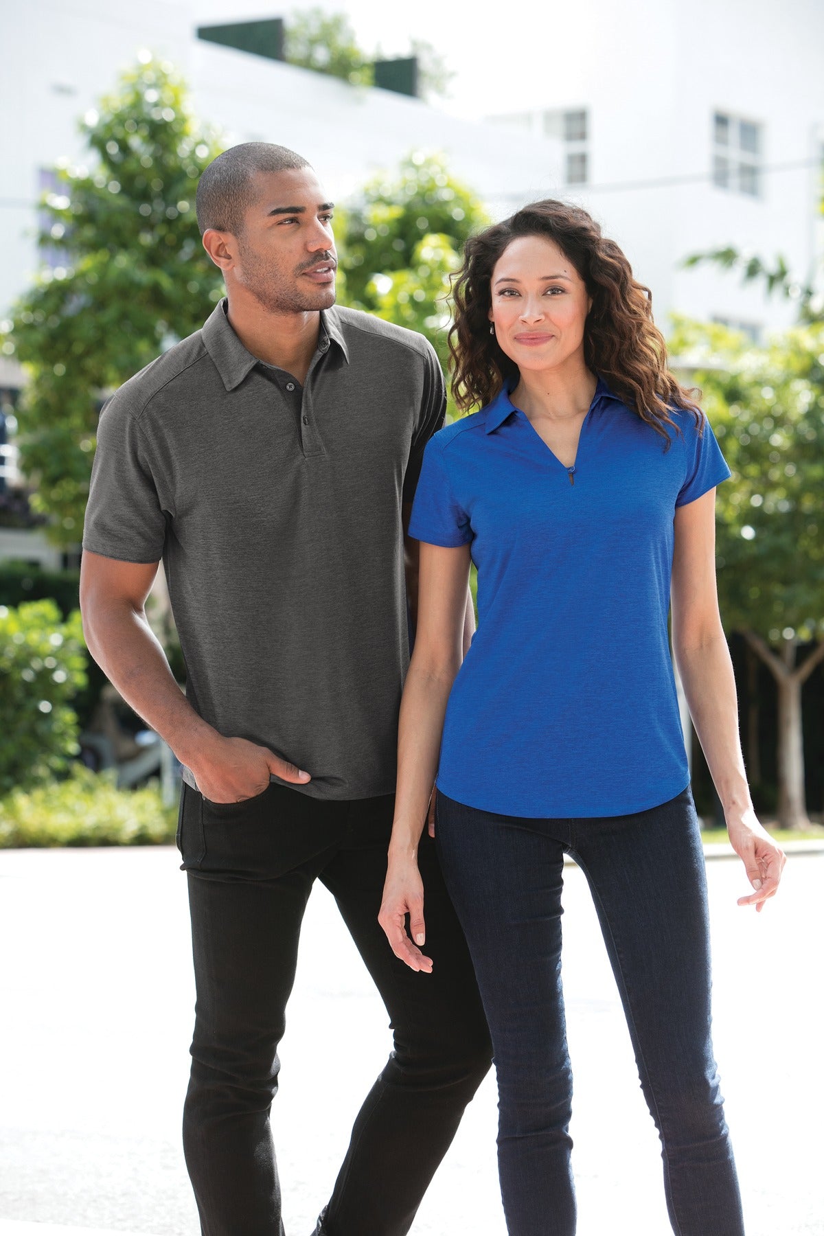 Dark Grey Port Authority Digi Heather Performance Polo. K574