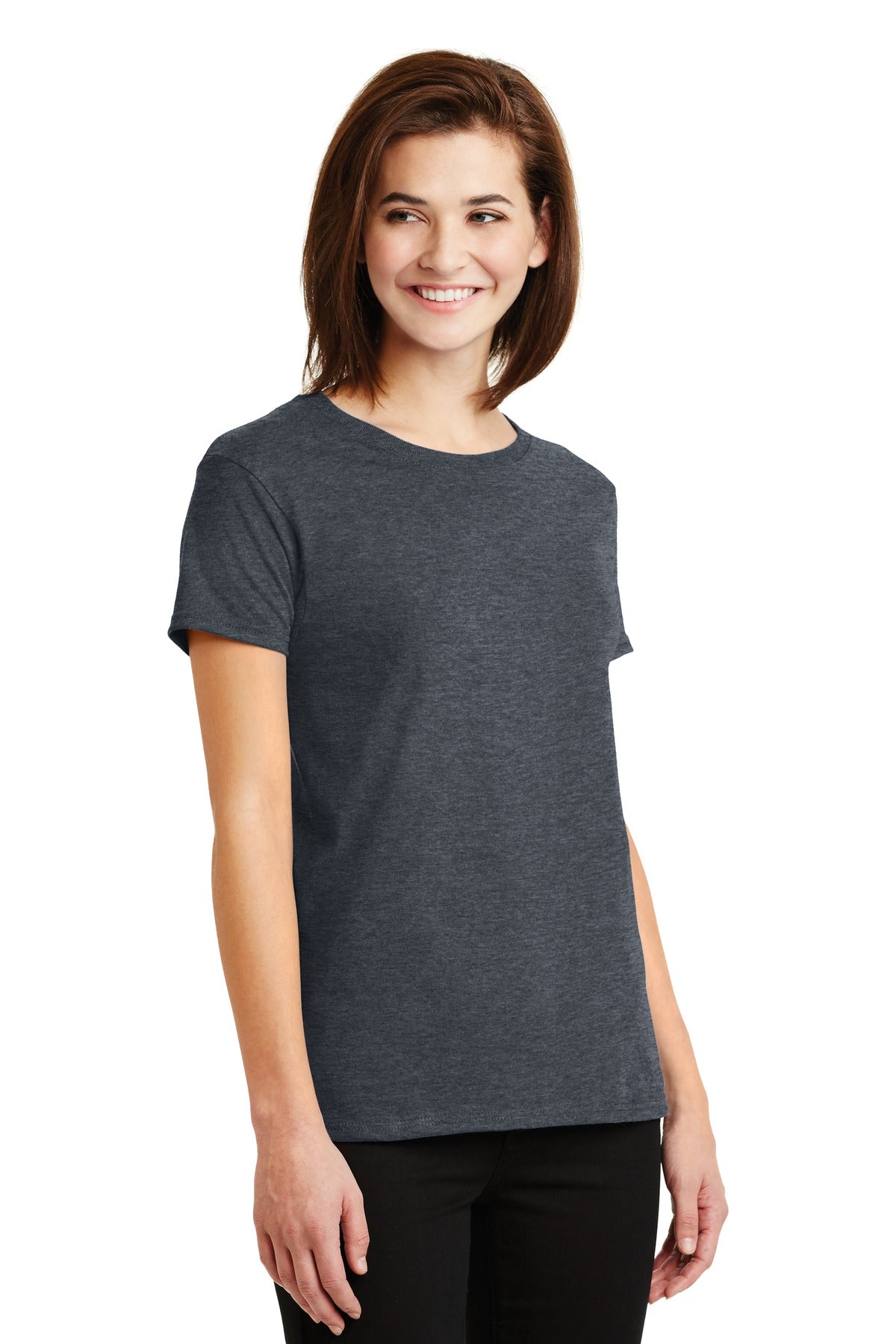 Dark Heather Gildan Women's Ultra Cotton 100% US Cotton T-Shirt. 2000L