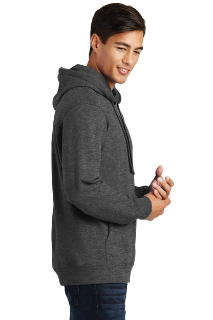 Dark Hthr Grey Port & Company Fan Favorite Fleece Pullover Hooded Sweatshirt. PC850H